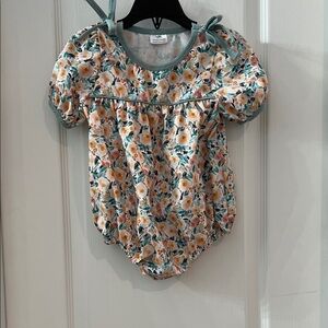 Floral Print Baby Romper with Teal Accents 24 months